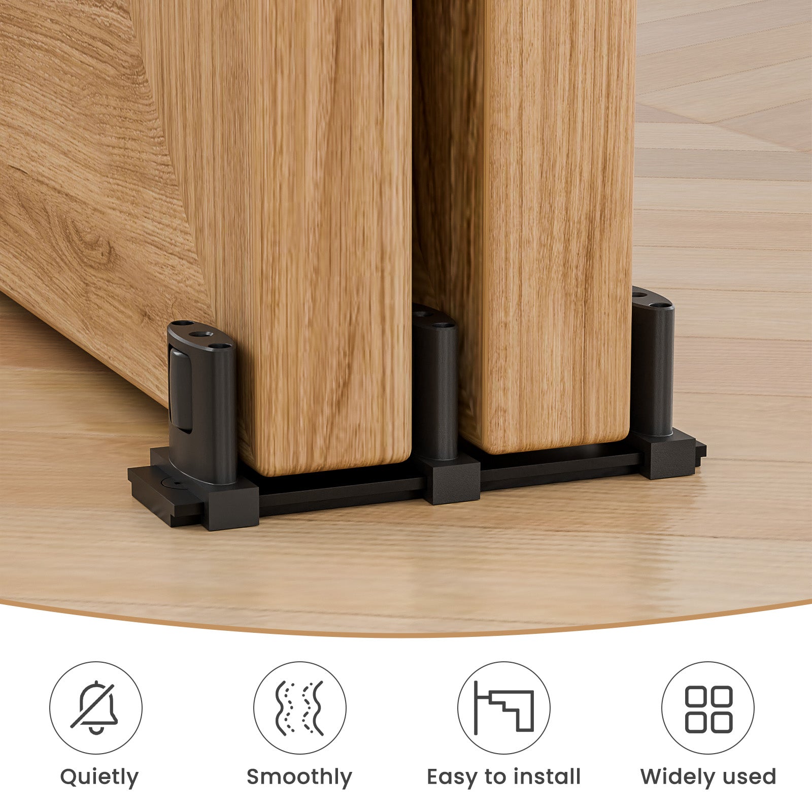 ETIASQSA Tür Unterseite Schiebetür Bodenführung, Einstellbar Schiebetür Bodenführung, Wandhalterung, Schiebetürsystem, Schwarz