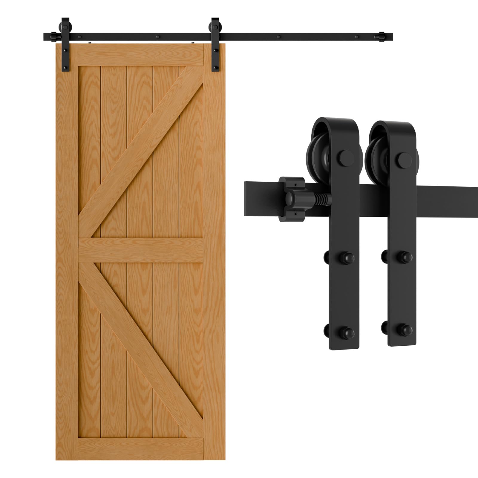 213CM/7FT Schiebetürbeschlag Schiebetürsystem Gleitschiene Holzschiebetür Schwarz Geeignet für individuelle Schiebetüren