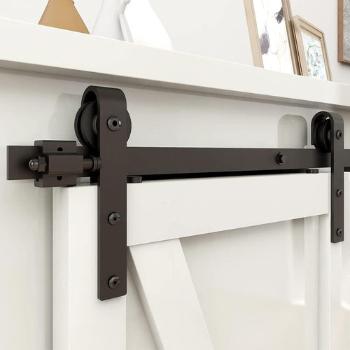 ETIASQSA 106.5cm/3.5FT Super Mini Sliding Barn Door Cabinet Hardware Kit for Single Door TV Stands Small Cabinets, J-Shaped Hanger