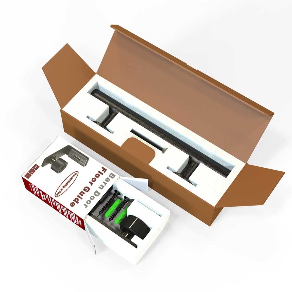 ETIASQSA 24CM Sliding Door Handle Double Sided Embedded Invisible Frosted Black Barn Door Handle and Sliding Barn Door Adjustable Floor Guide