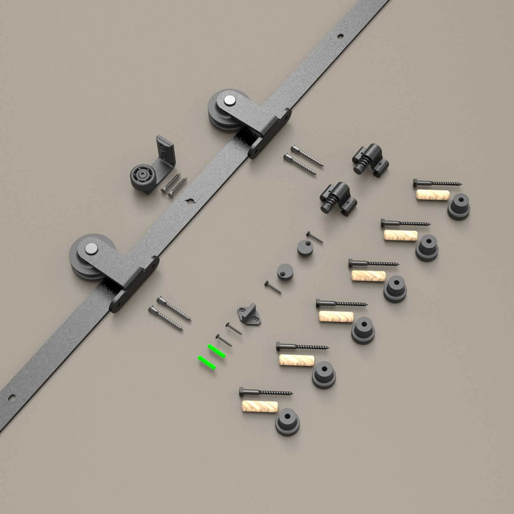 ETIASQSA 150CM/5FT Sliding Barn Door Hardware Kit Track Roller Closet Accessory Including Adjustable Floor Guide