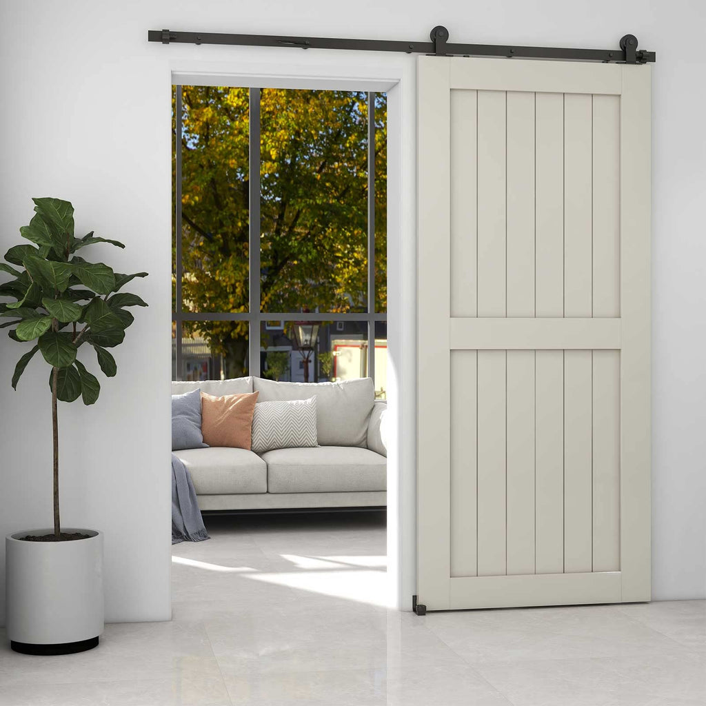 ETIASQSA 173CM/5.5FT Sliding Barn Door Hardware Kit Track Roller Closet Accessory Including Adjustable Floor Guide