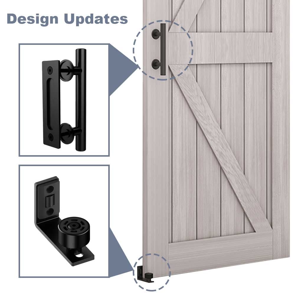 ETIASQSA 24CM Sliding Door Handle Double Sided Embedded Invisible Frosted Black Barn Door Handle and Sliding Barn Door Adjustable Floor Guide