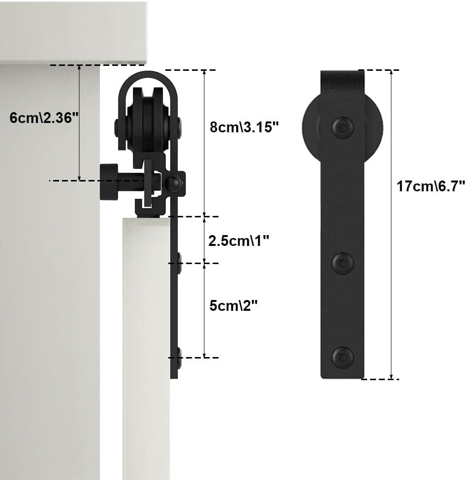 ETIASQSA Mini kit hardware per porta scorrevole, 5FT/152 cm, per porta singola, supporto TV, piccolo armadio (nessuna porta dell'armadio)