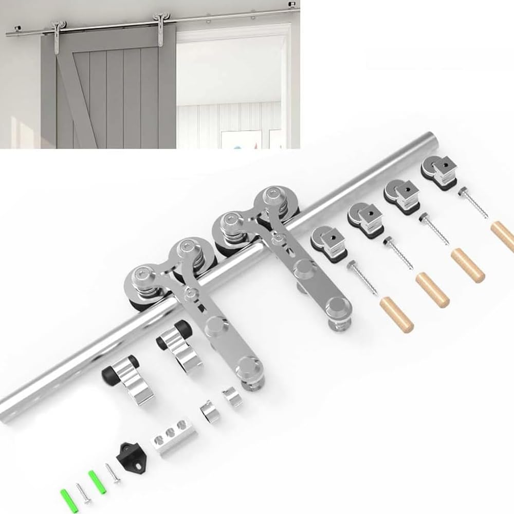 ETIASQSA Kit hardware per porta scorrevole da 152 cm, in acciaio inox, accessorio per porta singola (Y)