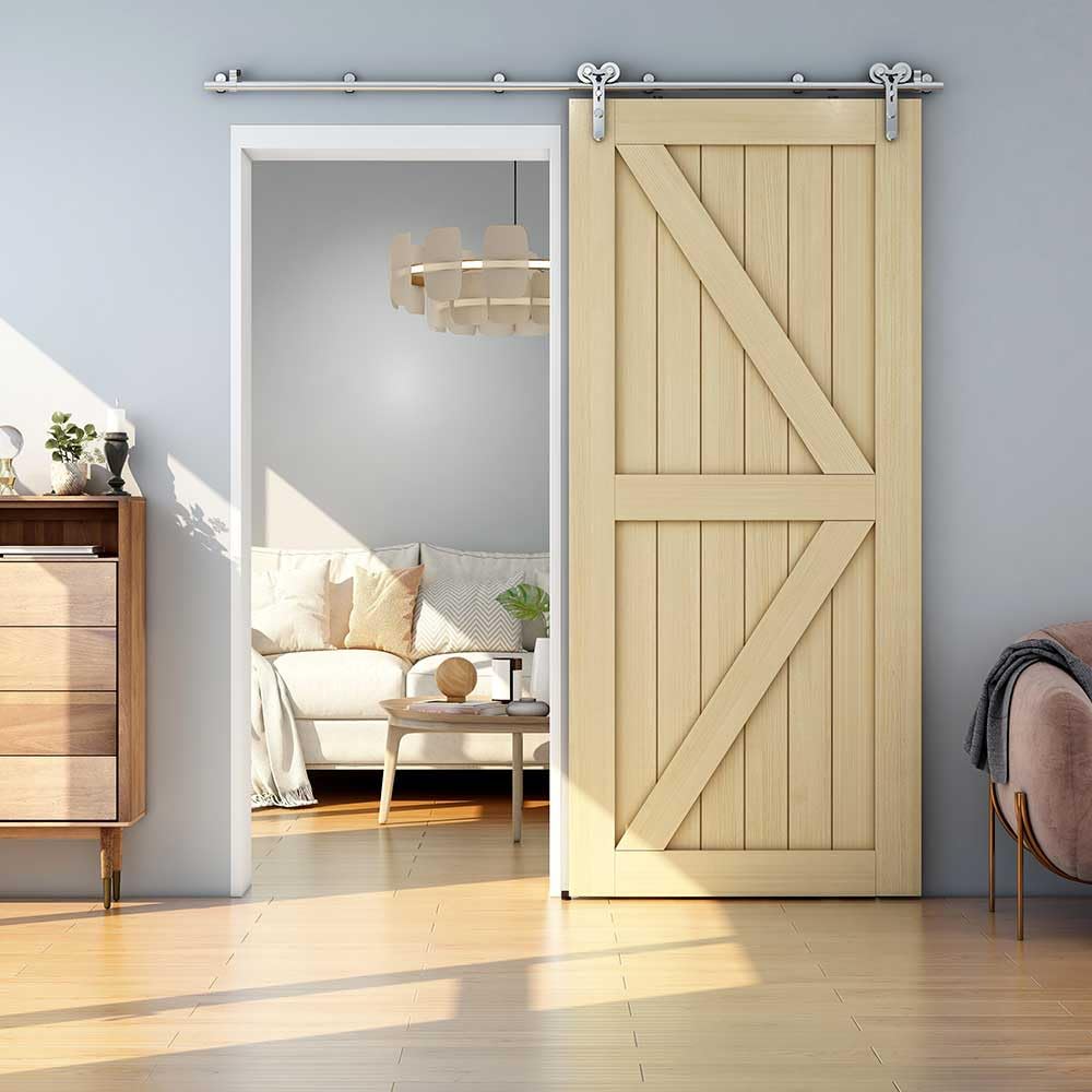 ETIASQSA 200 cm/6,6 FT per porta scorrevole, in acciaio inox, sistema di porte scorrevoli, set completo per 1 porta in legno (forma a Y)