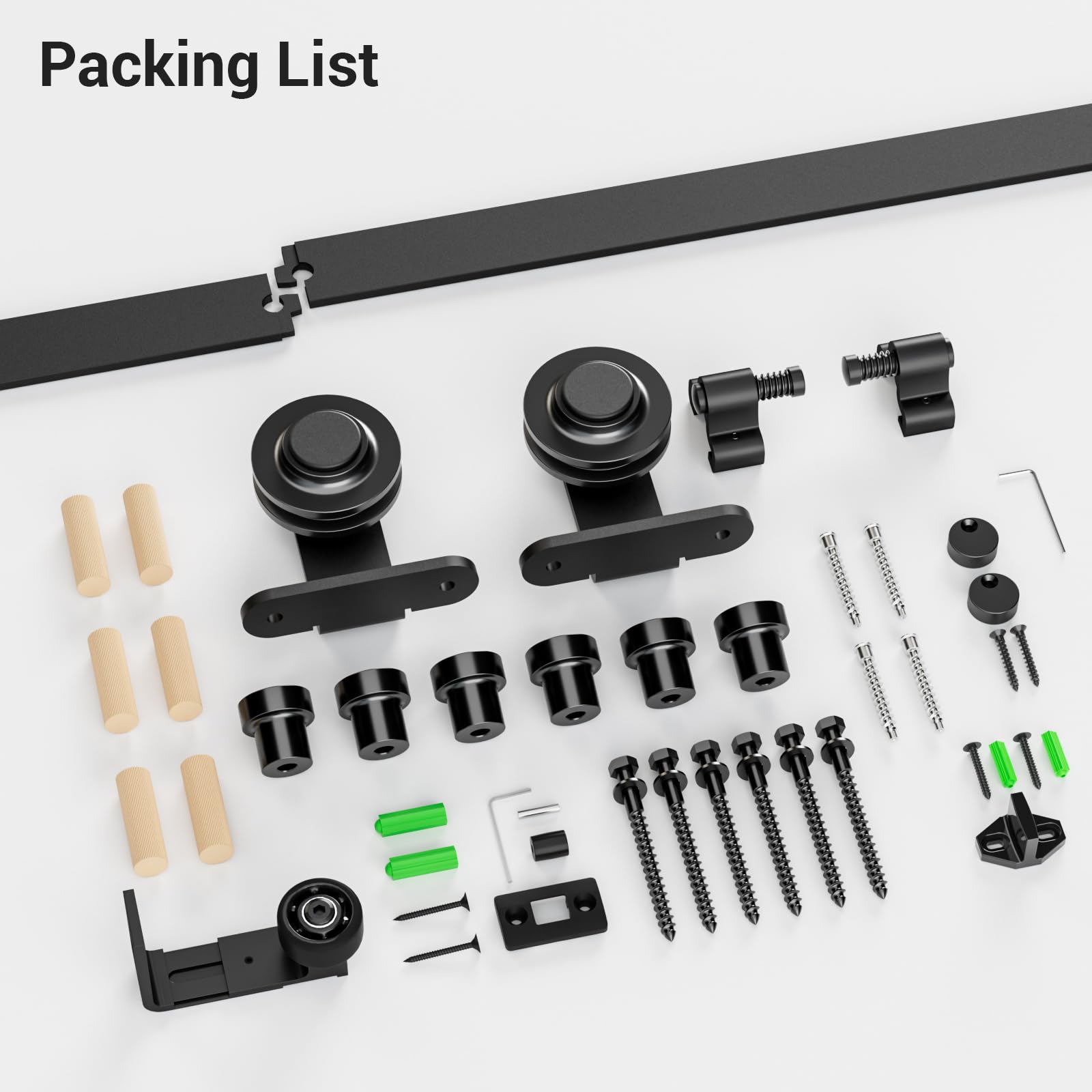 173CM/5.5FT Sliding Barn Door Hardware Kit Track Roller Closet Accessory Including Adjustable Floor Guide