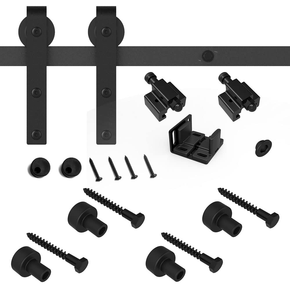 ETIASQSA 122cm/4FT Super Mini Sliding Barn Door Cabinet Hardware Kit for Single Door TV Stands Small Cabinets, J-Shaped Hanger Black