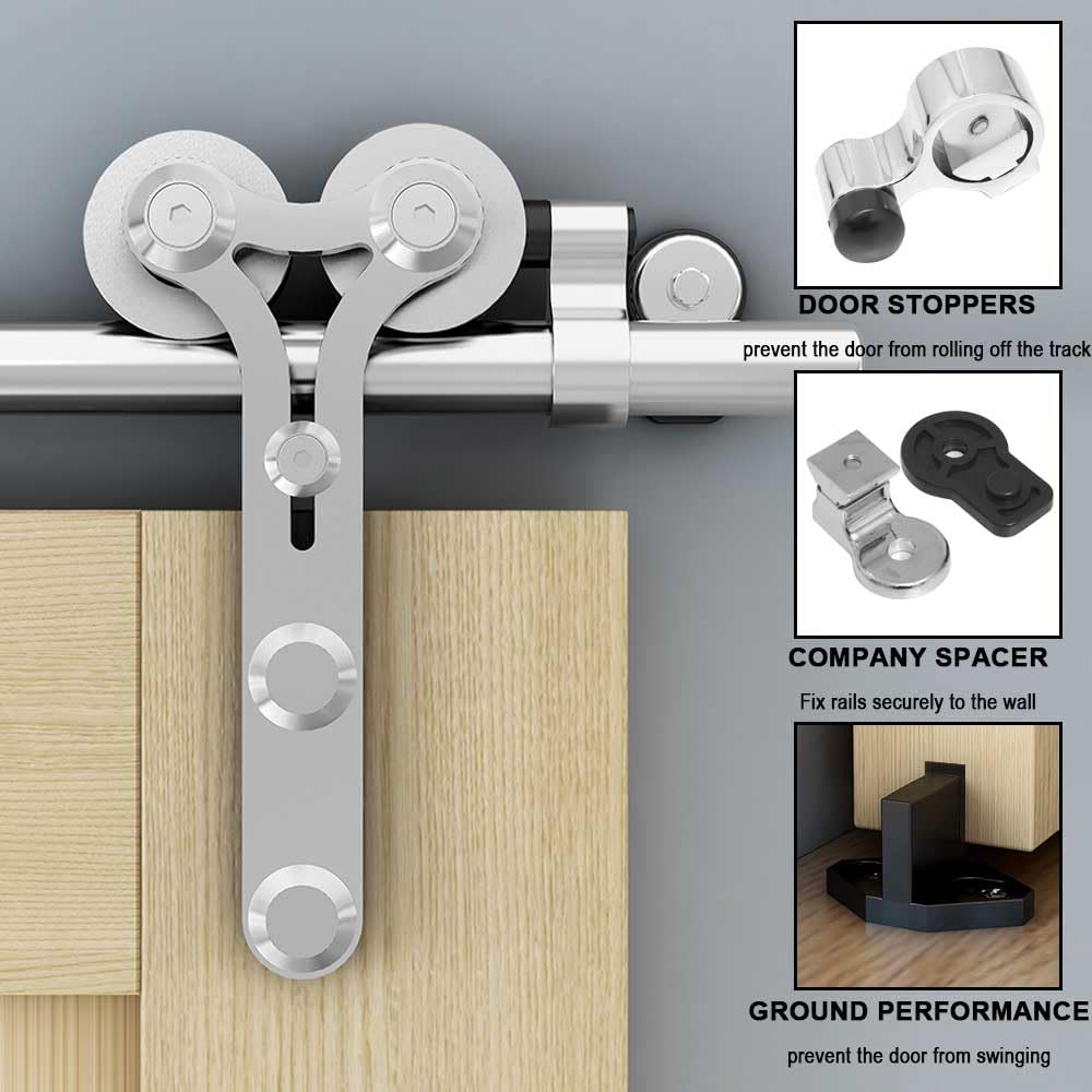 ETIASQSA Kit hardware per porta scorrevole da 183 cm, in acciaio inox, accessorio per porta singola (Y)