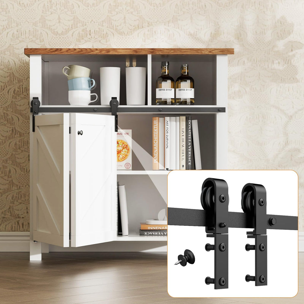 ETIASQSA 4FT/122CM Mini Schiebetürbeschlag, für Eintürige TV-Ständer, Kleiner Kleiderschrank, Schrank, Falttür-Beschlagsatz (Keine Schranktüren)