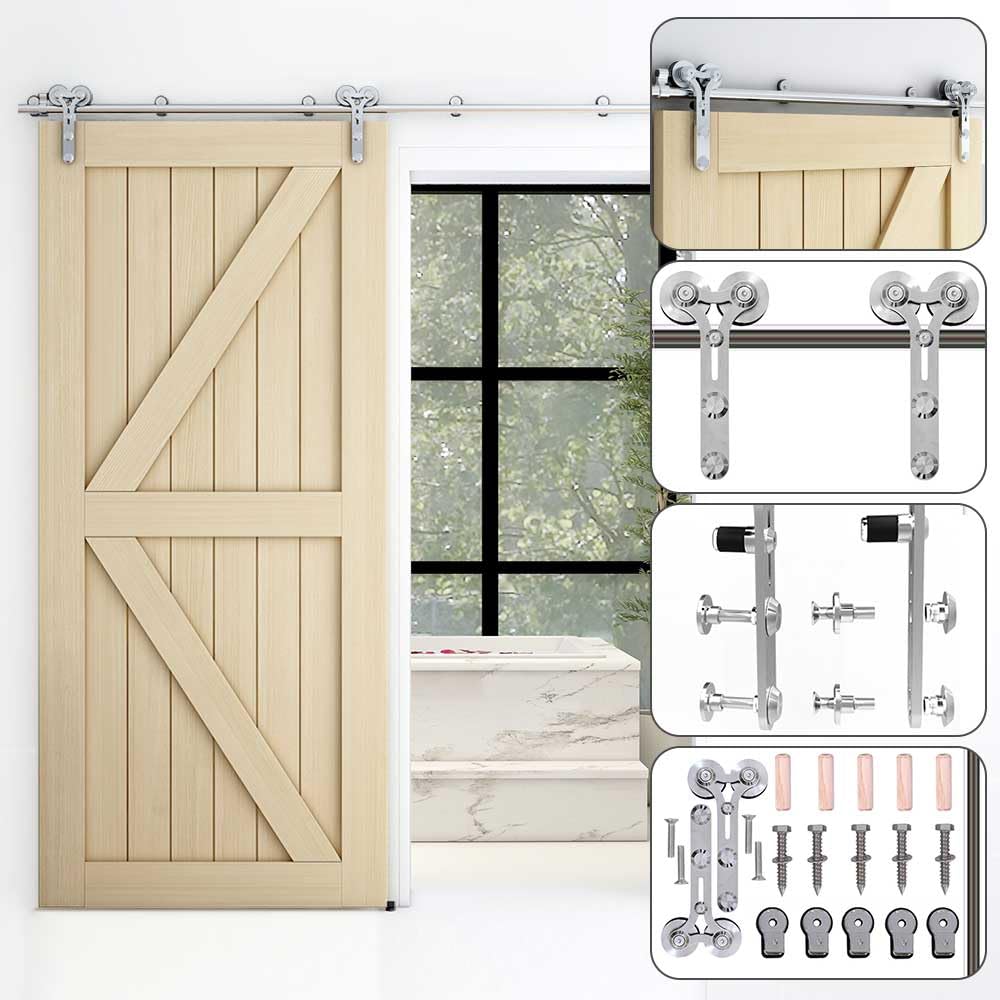 ETIASQSA Kit hardware per porta scorrevole da 183 cm, in acciaio inox, accessorio per porta singola (Y)