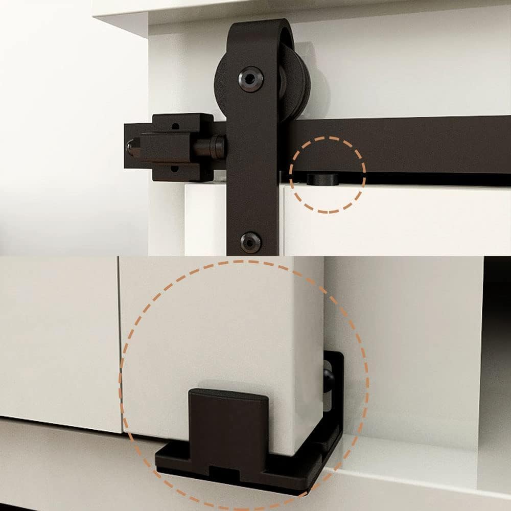 ETIASQSA 76.2cm/2.5FT Super Mini Sliding Barn Door Cabinet Hardware Kit for Single Door TV Stands Small Cabinets, J-Shaped Hanger