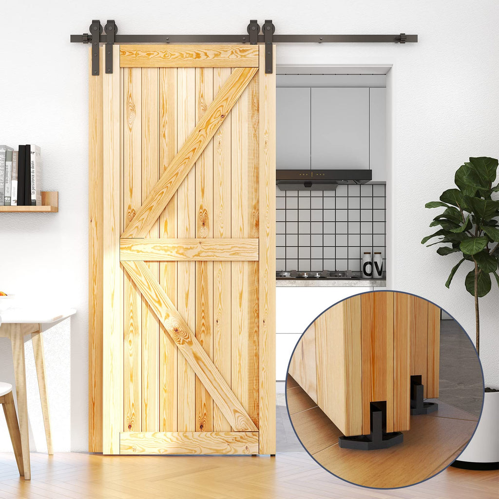 ETIASQSA 8FT/244CM Binario per Porta Scorrevole Kit per Coincide Doppia Porta Barn Bypass Sistema Nero Forma J