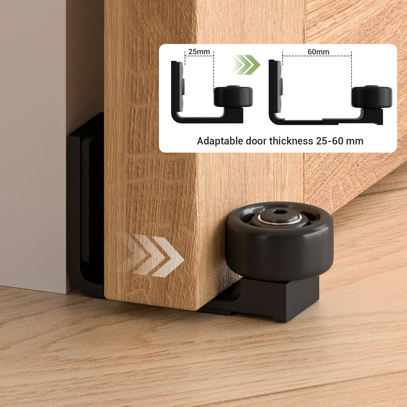 173CM/5.5FT Sliding Barn Door Hardware Kit Track Roller Closet Accessory Including Adjustable Floor Guide