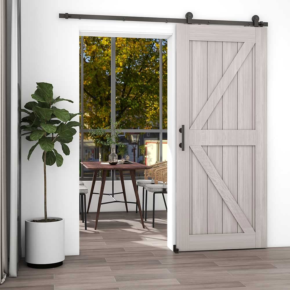 ETIASQSA 24CM Sliding Door Handle Double Sided Embedded Invisible Frosted Black Barn Door Handle and Sliding Barn Door Adjustable Floor Guide