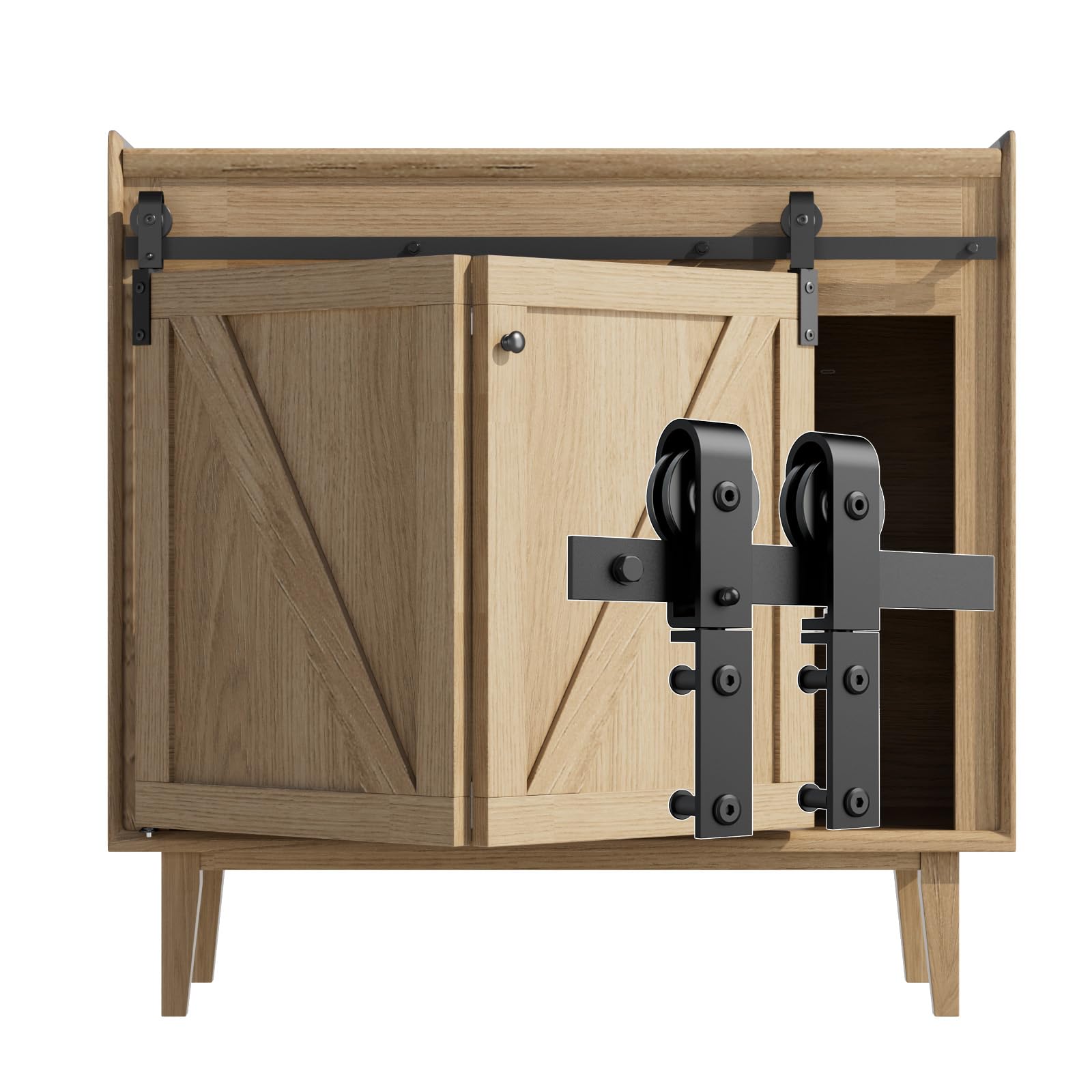 ETIASQSA 3FT/91.5CM Mini Schiebetürbeschlag, für Eintürige TV-Ständer, Kleiner Kleiderschrank, Schrank, Falttür-Beschlagsatz (Keine Schranktüren)