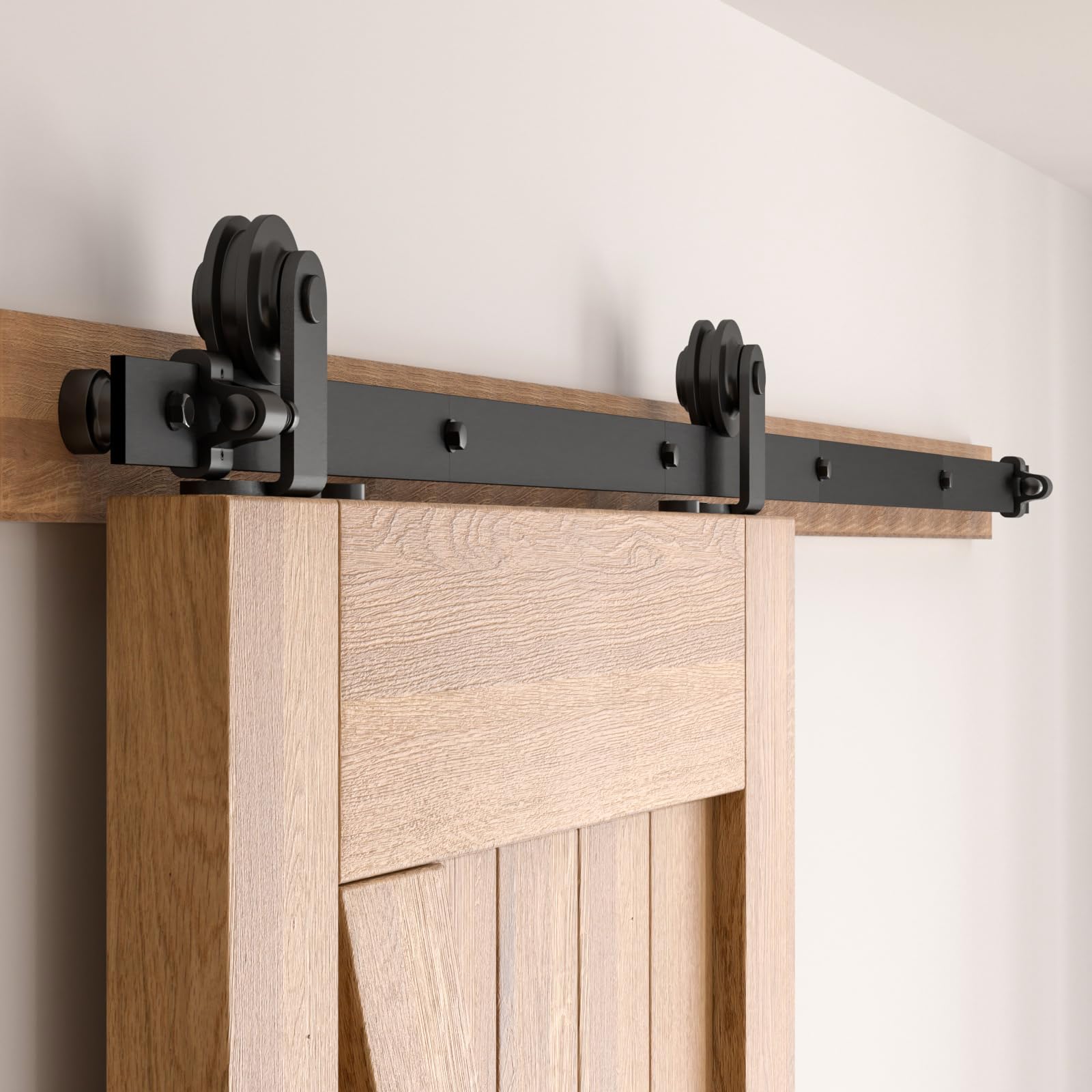 173CM/5.5FT Sliding Barn Door Hardware Kit Track Roller Closet Accessory Including Adjustable Floor Guide