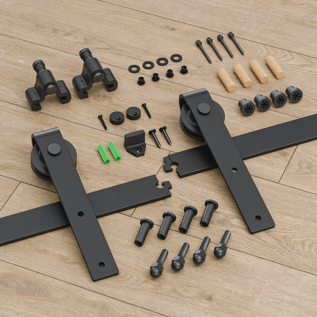 244CM/8FT Schiebetürbeschlag Schiebetürsystem Gleitschiene Holzschiebetür Schwarz Geeignet für individuelle Schiebetüren