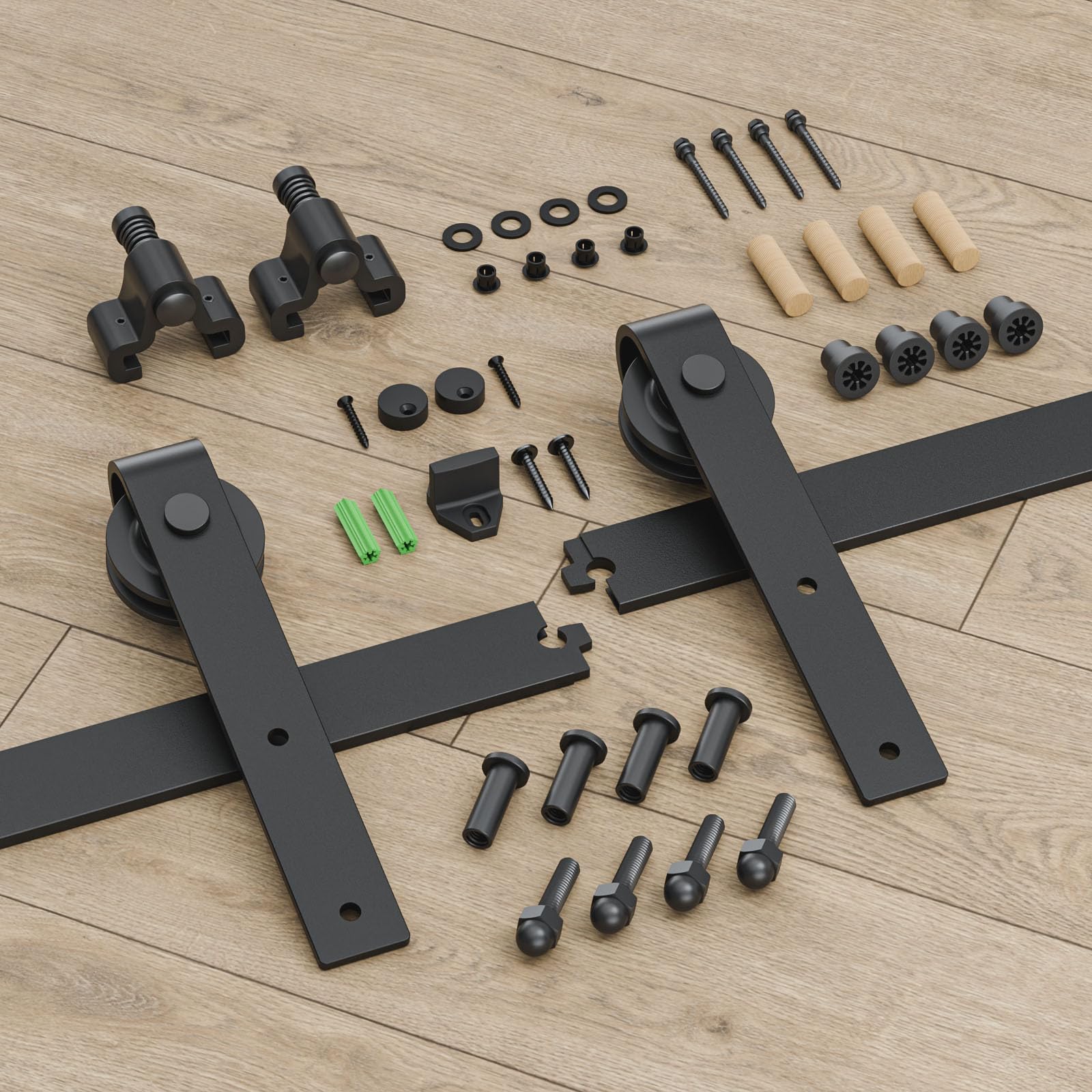 244CM/8FT Schiebetürbeschlag Schiebetürsystem Gleitschiene Holzschiebetür Schwarz Geeignet für individuelle Schiebetüren