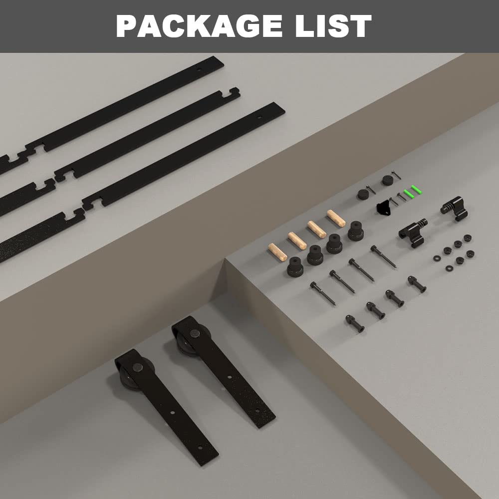ETIASQSA 7FT/213CM Sliding Door Track Barn Door Hardware Kit Closet Rail Roller Heavy Duty Wood Door Hardware