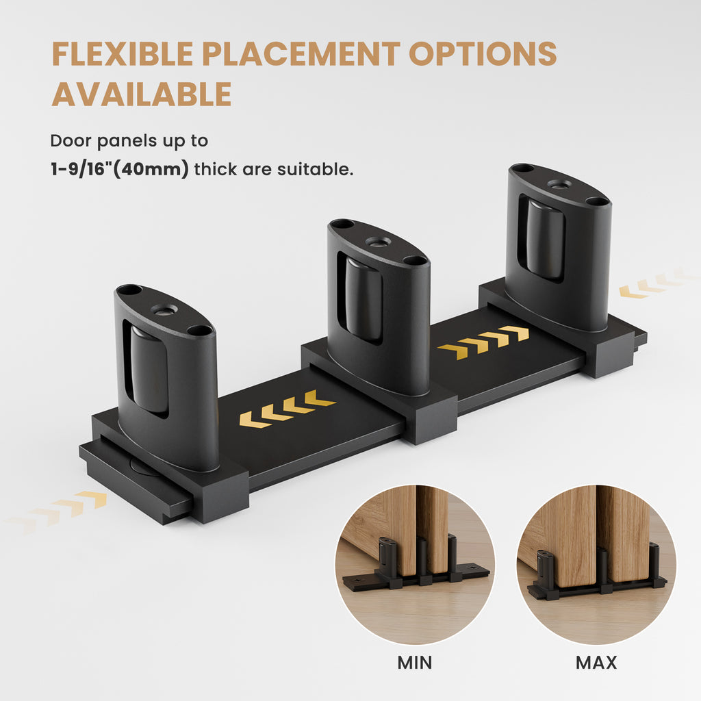 ETIASQSA Tür Unterseite Schiebetür Bodenführung, Einstellbar Schiebetür Bodenführung, Wandhalterung, Schiebetürsystem, Schwarz