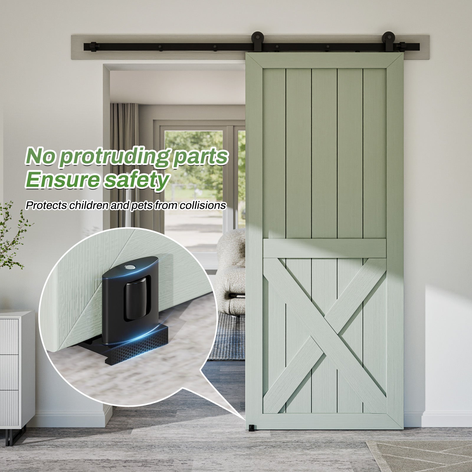 ETIASQSA Bodenführung Schiebetür, für Alle Sliding Door Floor Guide, Aktualisiertes Einstellbar Bodenführung Wand, Schwarz