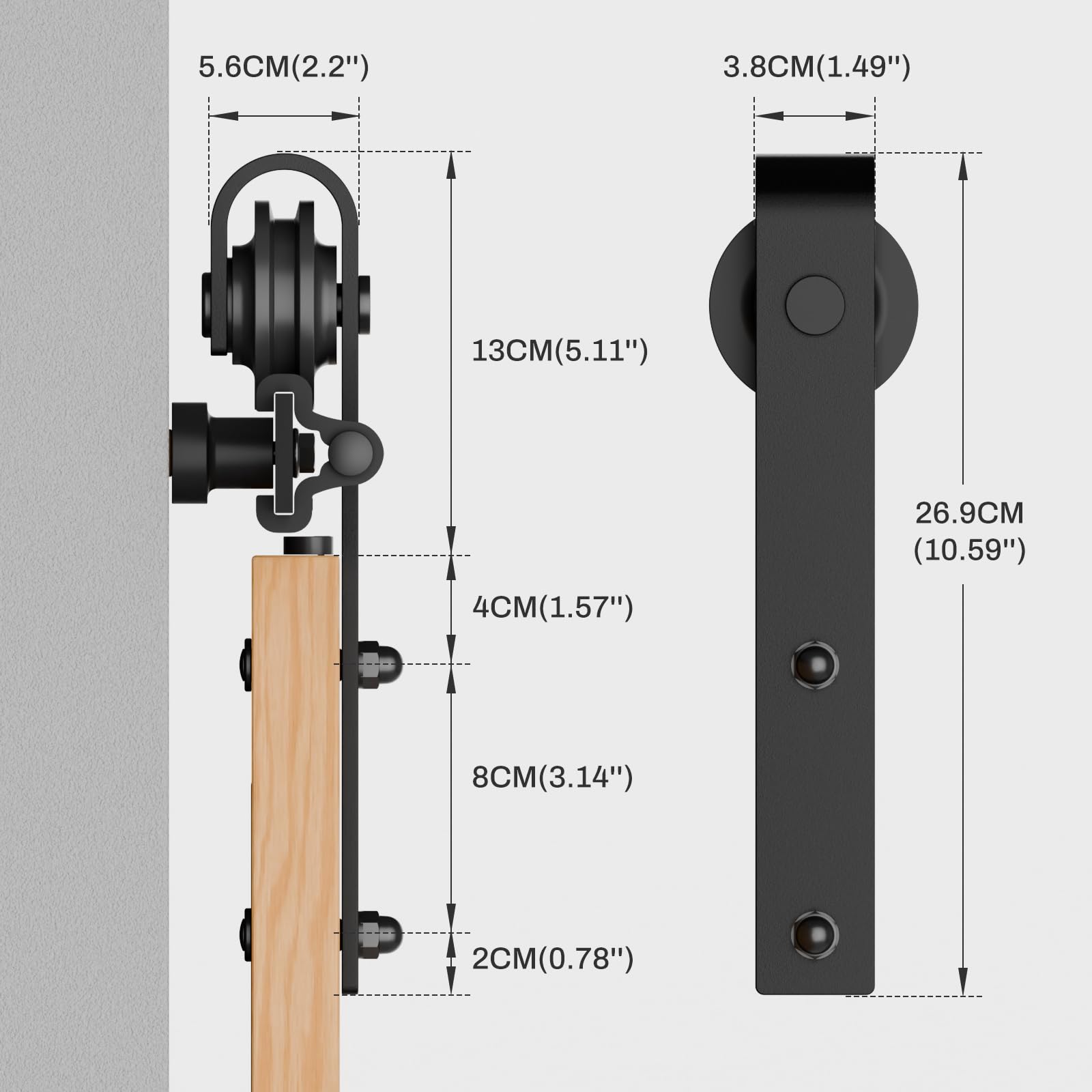 244CM/8FT Schiebetürbeschlag Schiebetürsystem Gleitschiene Holzschiebetür Schwarz Geeignet für individuelle Schiebetüren