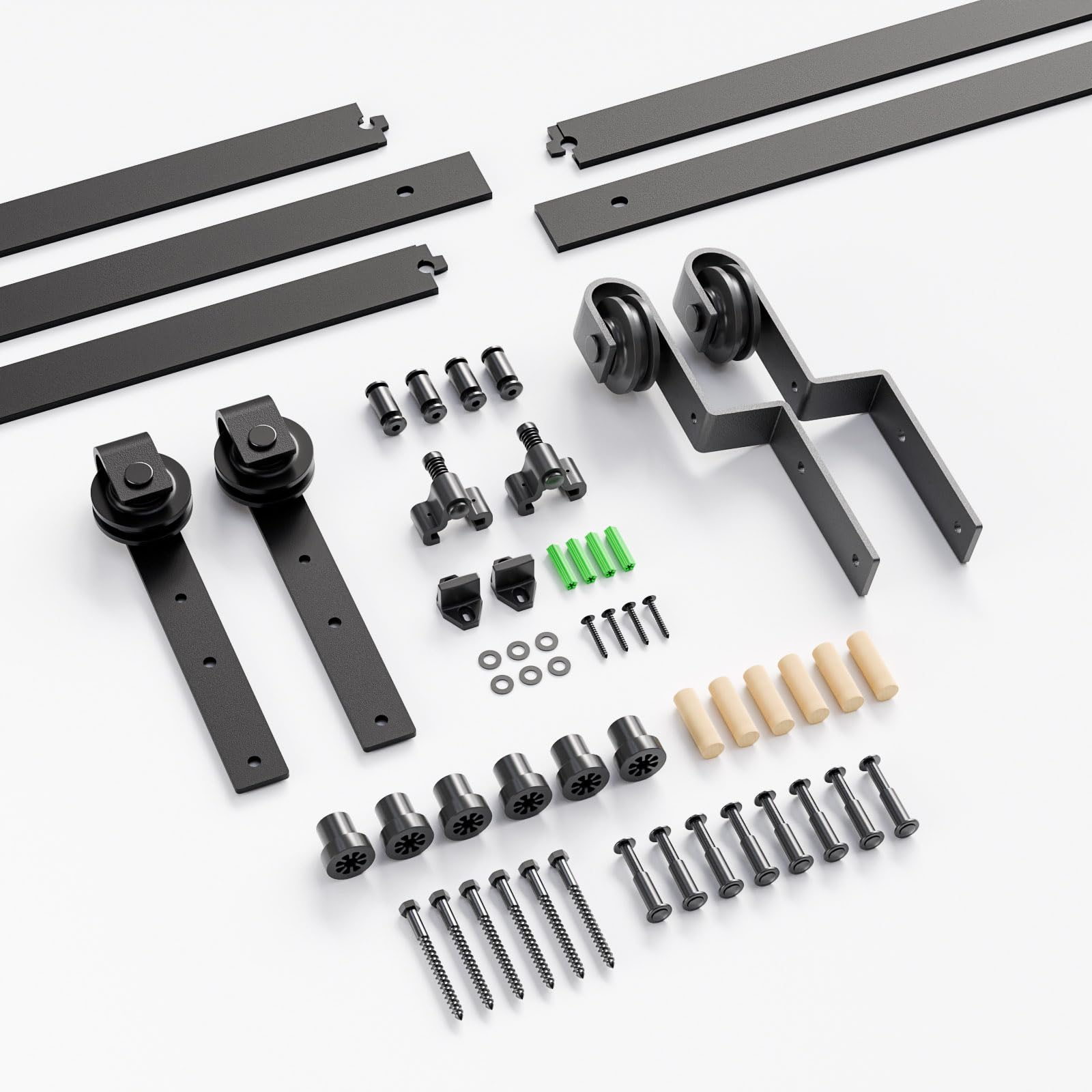 ETIASQSA 8FT/244CM Binario per Porta Scorrevole Kit per Coincide Doppia Porta Barn Bypass Sistema Nero Forma J