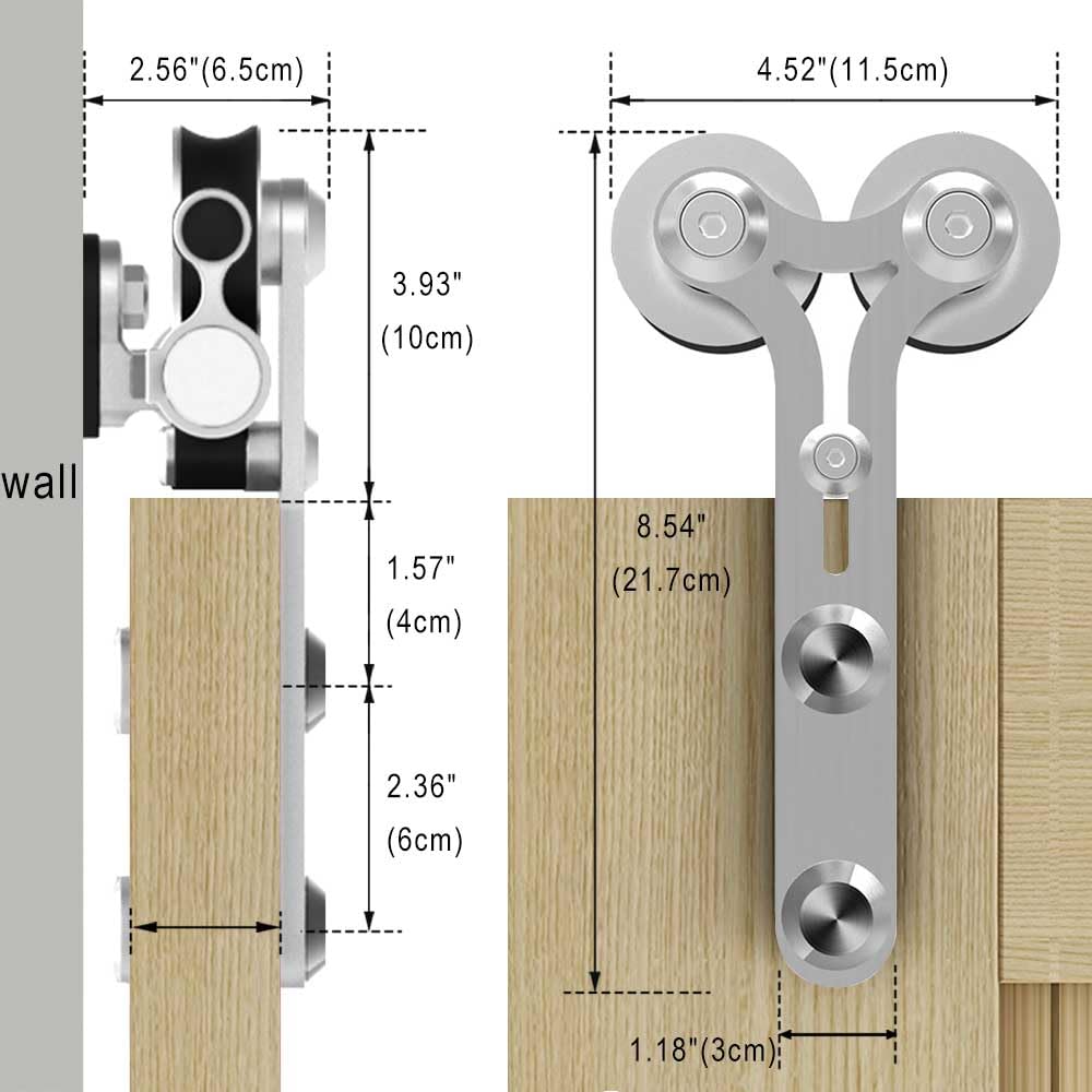 ETIASQSA Kit hardware per porta scorrevole da 183 cm, in acciaio inox, accessorio per porta singola (Y)