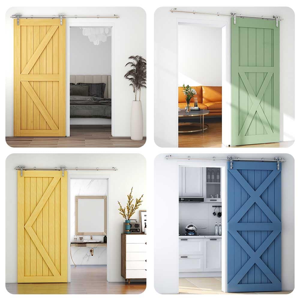 ETIASQSA 200 cm/6,6 FT per porta scorrevole, in acciaio inox, sistema di porte scorrevoli, set completo per 1 porta in legno (forma a Y)