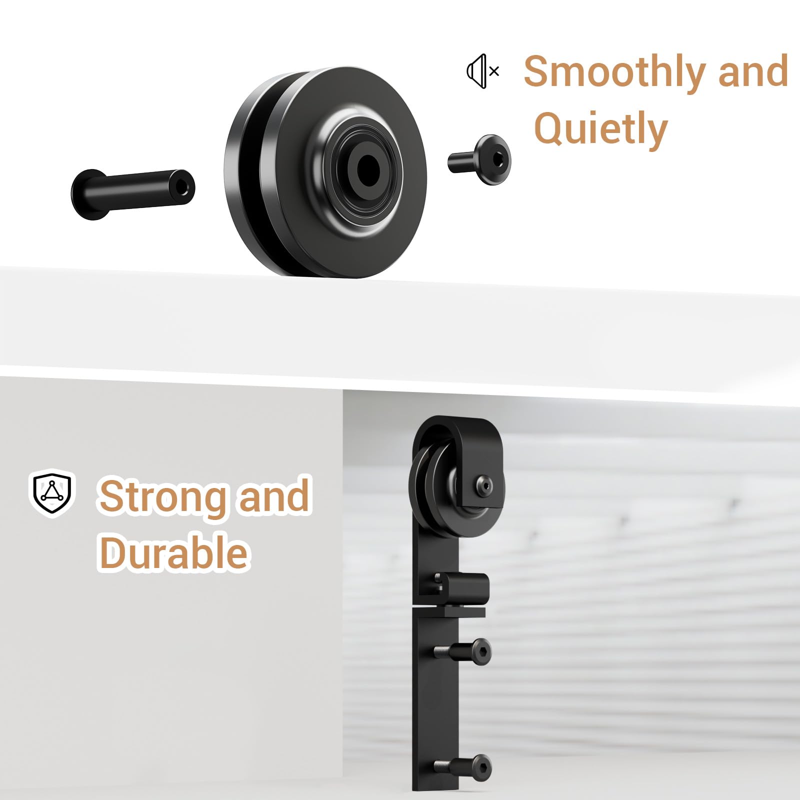 ETIASQSA 2.5FT/76CM Mini Schiebetürbeschlag, für Eintürige TV-Ständer, Kleiner Kleiderschrank, Schrank, Falttür-Beschlagsatz (Keine Schranktüren)