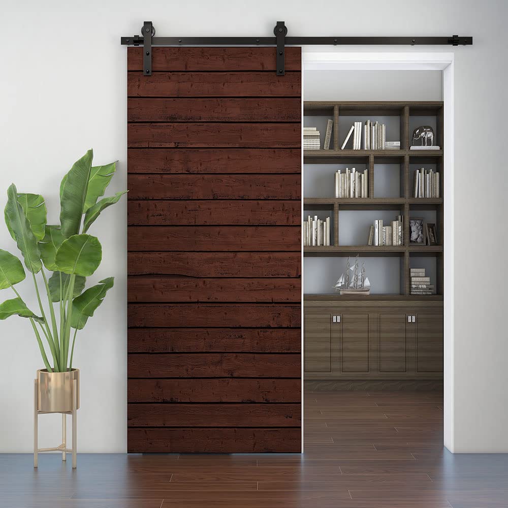 ETIASQSA 305CM/10FT Schiebetürbeschlag Schiebetürsystem Gleitschiene Holzschiebetür Schwarz Geeignet für individuelle Schiebetüren