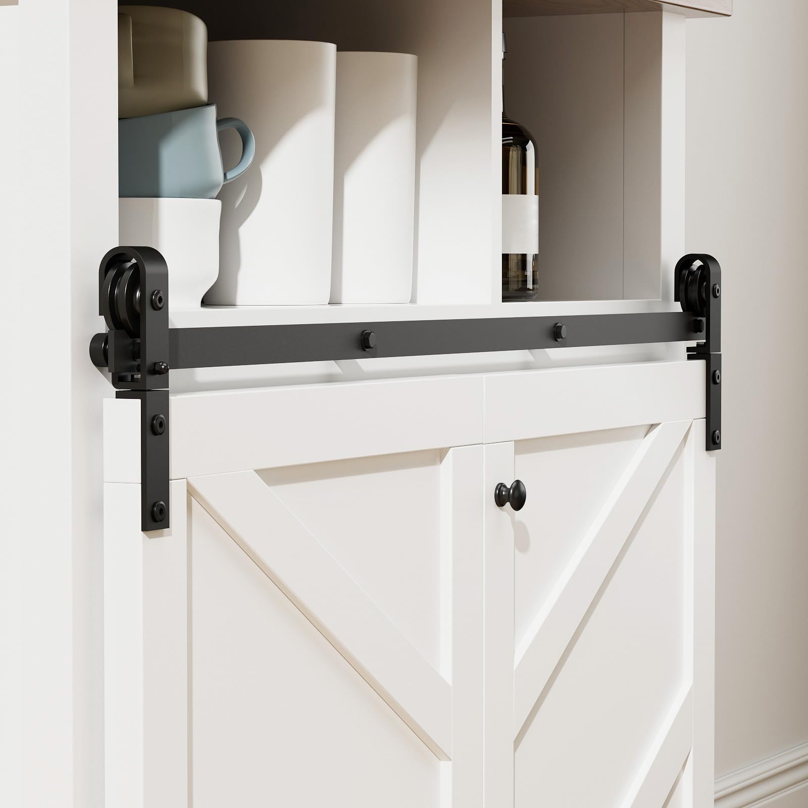 ETIASQSA 3.5FT/106CM Mini Schiebetürbeschlag, für Eintürige TV-Ständer, Kleiner Kleiderschrank, Schrank, Falttür-Beschlagsatz (Keine Schranktüren)