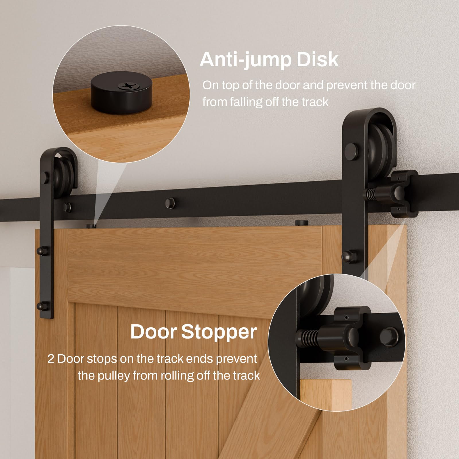 305CM/10FT Schiebetürbeschlag Schiebetürsystem Gleitschiene Holzschiebetür Schwarz Geeignet für individuelle Schiebetüren