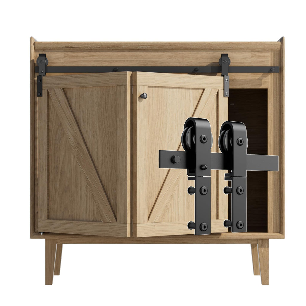 ETIASQSA 4FT/122CM Mini Schiebetürbeschlag, für Eintürige TV-Ständer, Kleiner Kleiderschrank, Schrank, Falttür-Beschlagsatz (Keine Schranktüren)