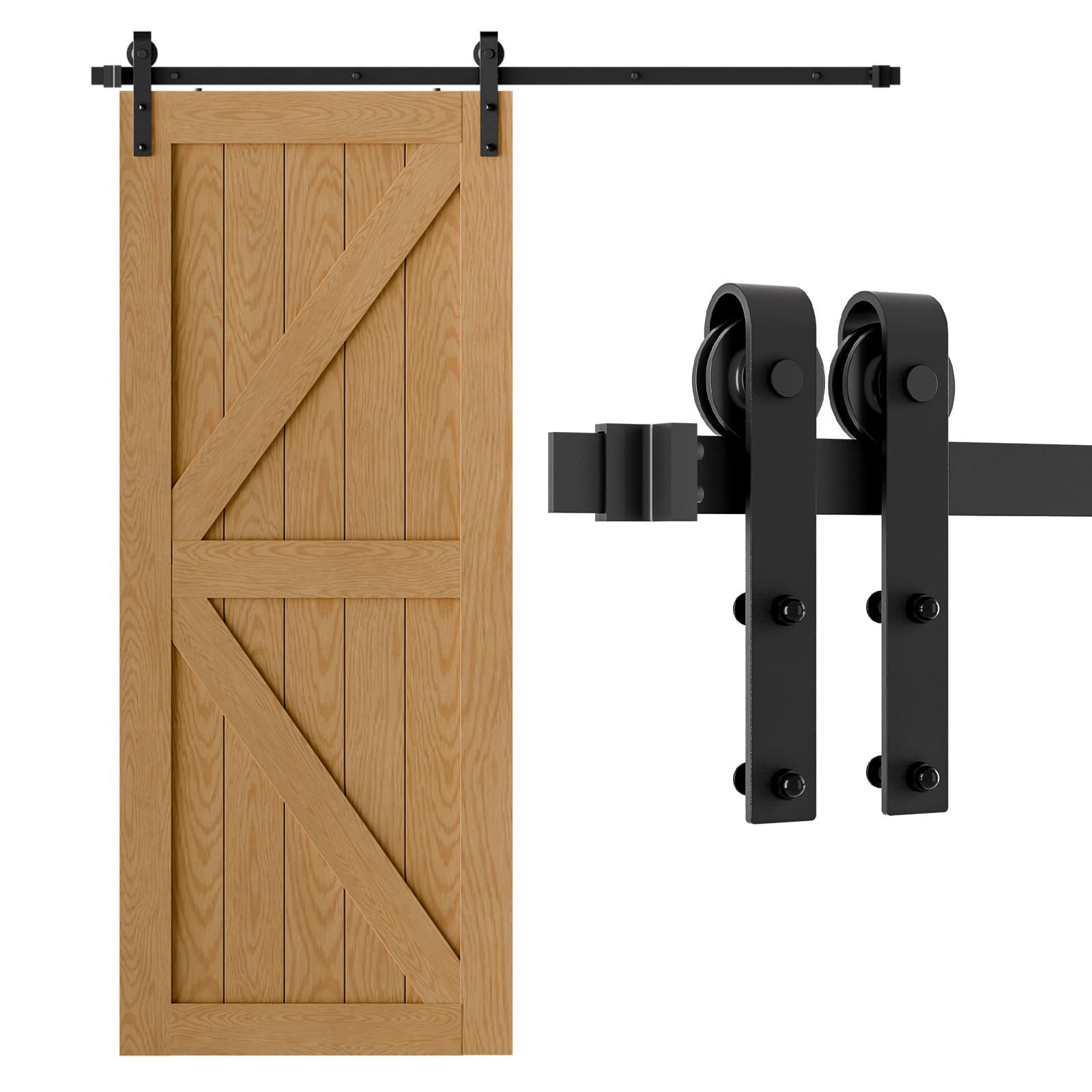 ETIASQSA 200CM/6.6FT Kit per Porta Scorrevole Binario per Porta Scorrevole Kit Nero Porta Scorrevole Kit Accessori per Porta Singola Scorrevole