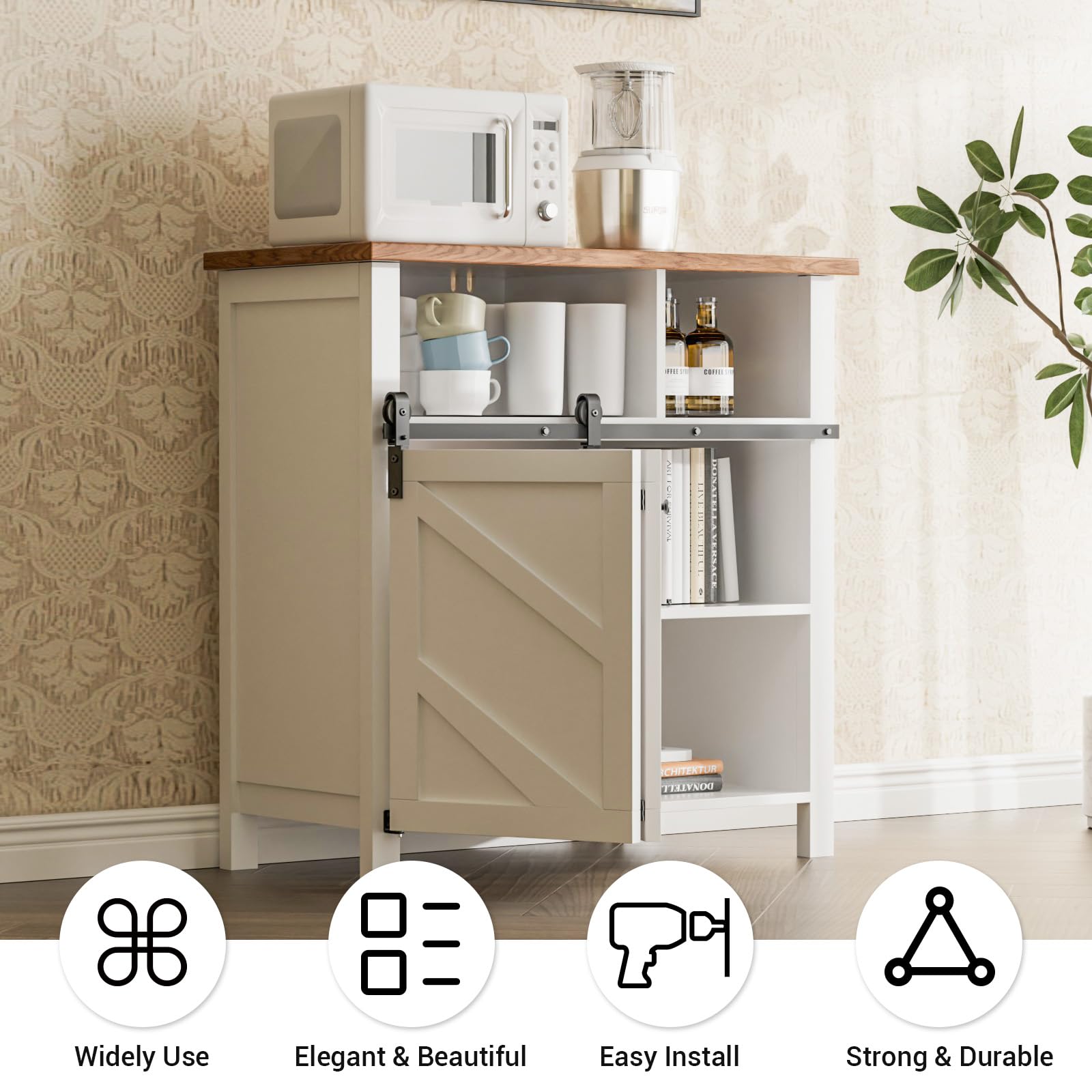 ETIASQSA 2.5FT/76CM Mini Schiebetürbeschlag, für Eintürige TV-Ständer, Kleiner Kleiderschrank, Schrank, Falttür-Beschlagsatz (Keine Schranktüren)